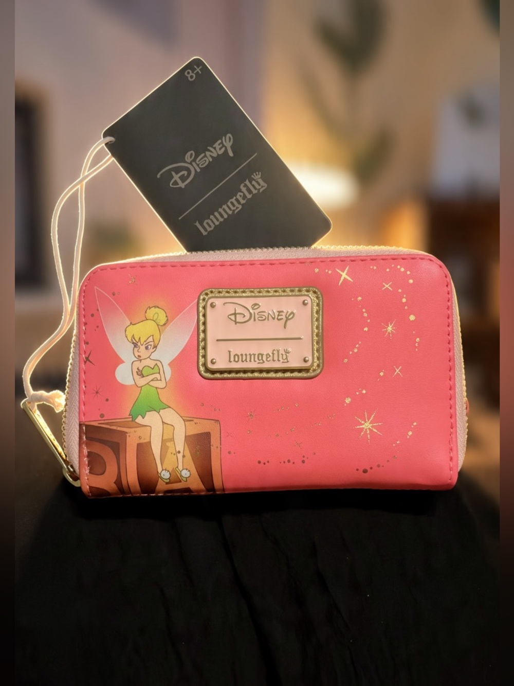 Loungefly Tinker Bell Pink Kids Wallet with Gold Accents